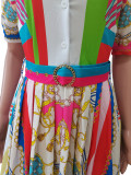 Fashion Print Pleated Mini Dress CM-8660
