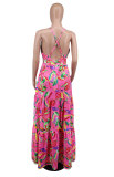 Sexy Backless Print Maxi Dress XHXF-345