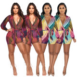 Deep V-neck Printed Sexy Rompers ME-8290