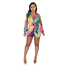 Deep V-neck Printed Sexy Rompers ME-8290