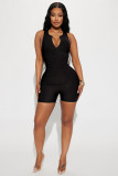 Rib Sleeveless Zip Rompers ME-8301