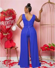 Fashion Solid Color Sleeveless Jumpsuit MOF-8917