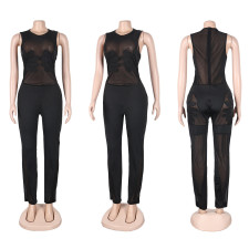 Plus Size Sexy Mesh Patchwork Jumpsuit NY-9068