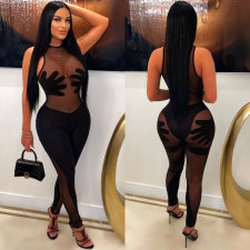 Plus Size Sexy Mesh Patchwork Jumpsuit NY-9068