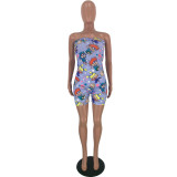 Fashion Cartoon Print Wrap Chest Rompers AWN-5088