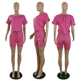 Solid Short Sleeve Rompers PIN-8738