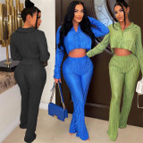 Solid Color Shirt And Pants Two Piece Set BN-9408