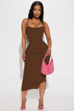 Sexy Fashion Solid Color Sling Dress QZYD-1174