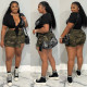 Plus Size Fashion Camouflage Shorts MUKF-09111