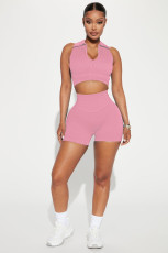 Lapel Vest And Shorts Two Piece Set ME-8295