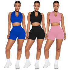 Lapel Vest And Shorts Two Piece Set ME-8295