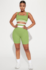 Casual Color Block Vest Shorts Sport Set LDS-3316