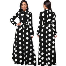 Fashion Print Long Sleeve Maxi Dress SMR-11427