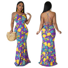 Sexy Tie Up Backless Maxi Dress YF-10420