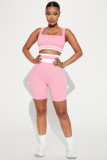 Casual Color Block Vest Shorts Sport Set LDS-3316
