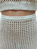 Knits Hollow Out Bandage Two Piece Skirts Set CM-8664