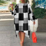 Plus Size Colorful Stripe Long Sleeve Midi Dress NY-10259