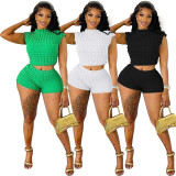 Solid Color Short Sleeve Shorts Two Piece Set OY-6502