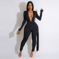 Deep V-neck Long Sleeve Sexy Jumpsuit MIL-L435