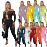 Sexy Slash Neck Hollow Out Tight Jumpsuit ME-8159