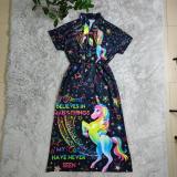 Short Sleeve Print Big Swing Maxi Dress CY-6089
