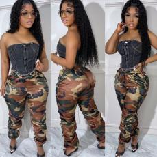 Casual Sports Ruched Camouflage Print Pants MOF-8923