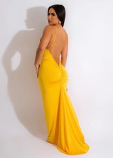 Fashion Sexy Backless Solid Color Maxi Dress ORY-5240