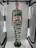Fashion Irregular One Shoulder Mesh Dress Three Piece Set LP-66890