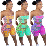 Print Sling Vest And Beach Shorts 2 Piece Set YS-S850
