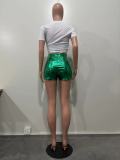 Metallic Color Splash-proof PU Shorts OD-8541