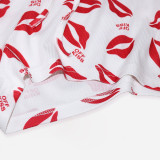 Plus Size Lips Print Sling Shorts Two Piece Set ONY-7043
