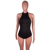 Solid Sleeveless Bodysuit And Tassel Shorts Sport Set BS-1339