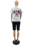 Fashion Print T Shirt Shorts 2 Piece Set  MTY-6717