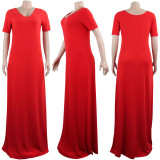 Plus Size Solid Color Loose Maxi Dress BMF-0302