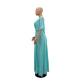 Chiffon Split V-neck Solid Color Long Dress GYLY-9952