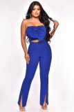 Bow Tie Wrap Chest Vest And Split Micro Flare Pant Set GYLY-10053
