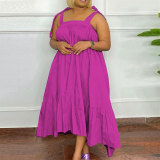 Plus Size Solid Sling Maxi Dress NY-10420