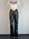 Tight Low Waist PU Leather Pants GWDS-230389