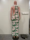 Sexy Print Irregular Mesh Maxi Dress ORY-5243