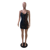 Sexy Sequin V Neck Mini Dress GFMA-1240