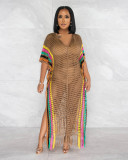 Knitted Tassel Color Blocking Beach Dress CM-8667
