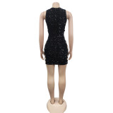 Sexy Sequin Sleeveless Hollow Mini Dress BY-6216