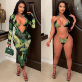 Printed Swimsuit Beach Cape Bikini Three Sets BN-9418