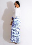 Patchwork Tie Dye Print Split Maxi Dress OD-8546