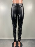 Casual Pleated Split PU Leather Pant LSL-6510