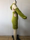Sexy Backless Hooded Mini Dress MIL-L420