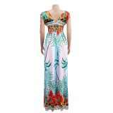 Floral Painted Sleeveless Long Dress BY-6268