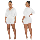 Casual Solid V-neck Rompers YF-10456