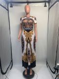 Printed High Waist Pleated Maxi Dress GDNY-2211