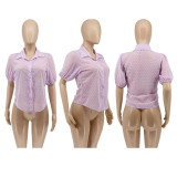 Casual Polka Dot Print Chiffon Shirt WMEF-20759